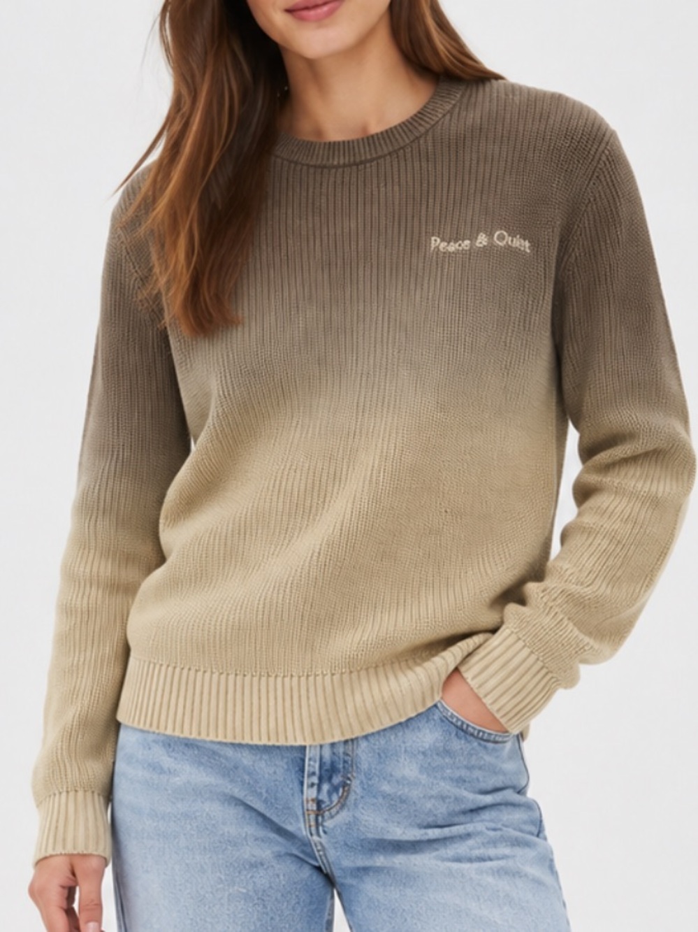 Museum of Peace & Quiet Wordmark Gradient Knit Sweater Brown